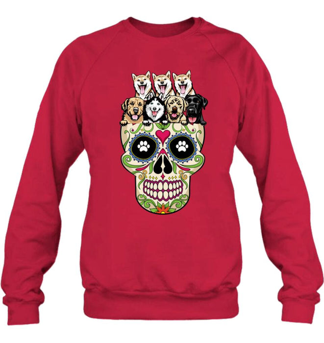 Personalized Sugar Skull Pets T-shirt/Hoodie/Sweatshirt/Sleeve - Gift for Dog/Cat Lovers - Up to 7 Pets