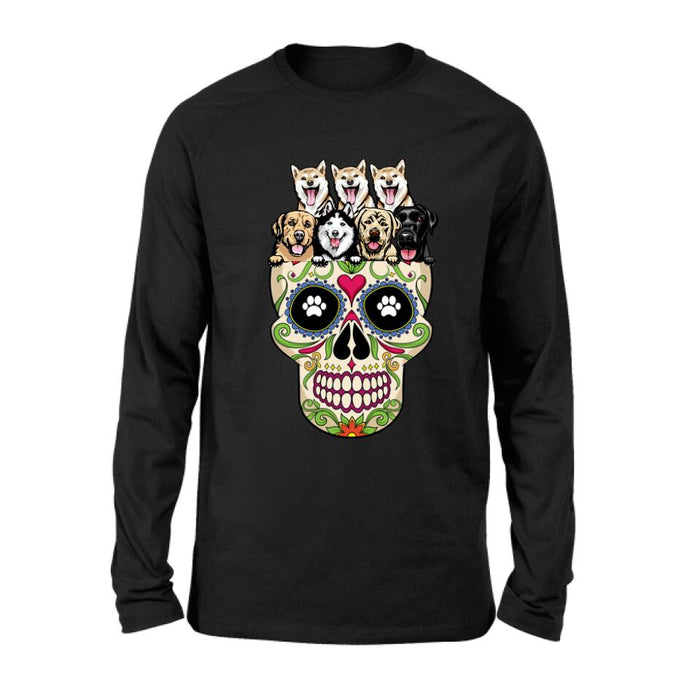 Personalized Sugar Skull Pets T-shirt/Hoodie/Sweatshirt/Sleeve - Gift for Dog/Cat Lovers - Up to 7 Pets
