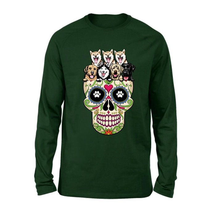 Personalized Sugar Skull Pets T-shirt/Hoodie/Sweatshirt/Sleeve - Gift for Dog/Cat Lovers - Up to 7 Pets
