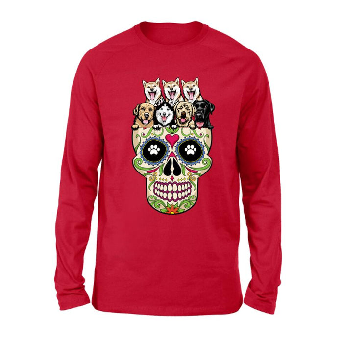 Personalized Sugar Skull Pets T-shirt/Hoodie/Sweatshirt/Sleeve - Gift for Dog/Cat Lovers - Up to 7 Pets