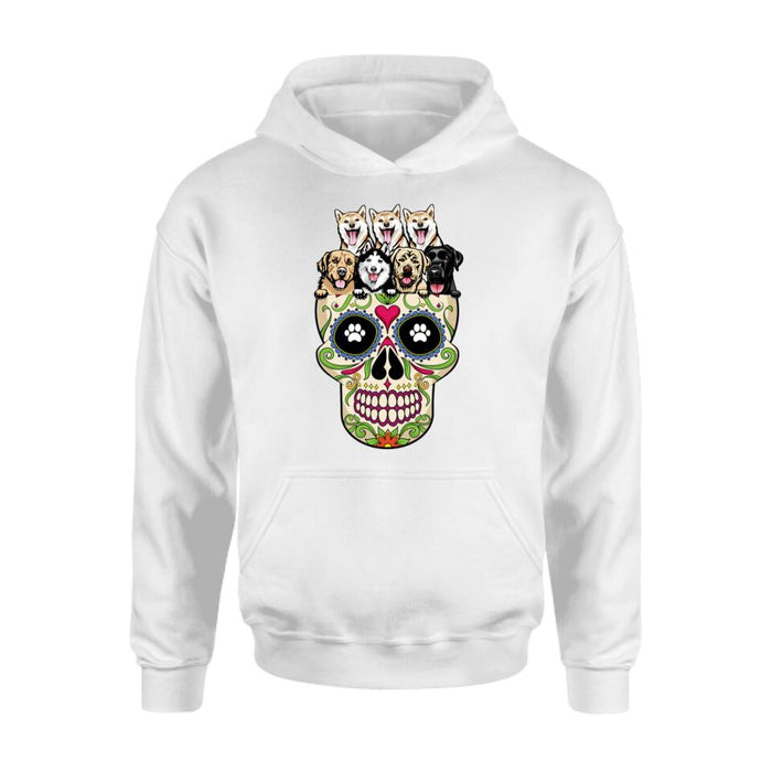 Personalized Sugar Skull Pets T-shirt/Hoodie/Sweatshirt/Sleeve - Gift for Dog/Cat Lovers - Up to 7 Pets
