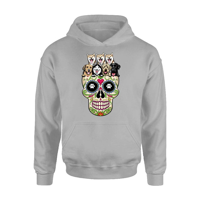 Personalized Sugar Skull Pets T-shirt/Hoodie/Sweatshirt/Sleeve - Gift for Dog/Cat Lovers - Up to 7 Pets