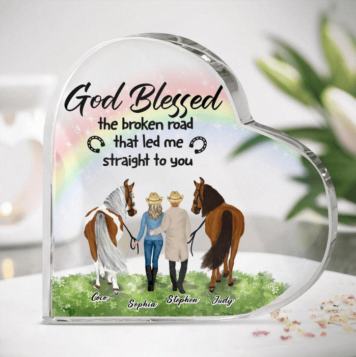 Personalized Horse Couple Acrylic Plaque - Gift Idea For Couple/Horse Lovers - God Blessed The Broken Road The Led Me Straight To You