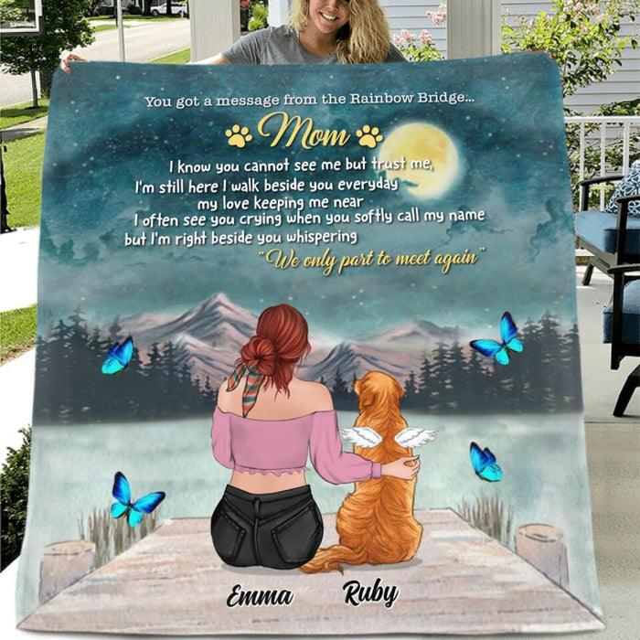 Personalized Memorial Pet Pillow Cover/Fleece Blanket/Quilt - Adult/Couple With Up to 5 Pets - Memorial Gift For Dog/ Cat Lover - You Got A Message From The Rainbow Bridge