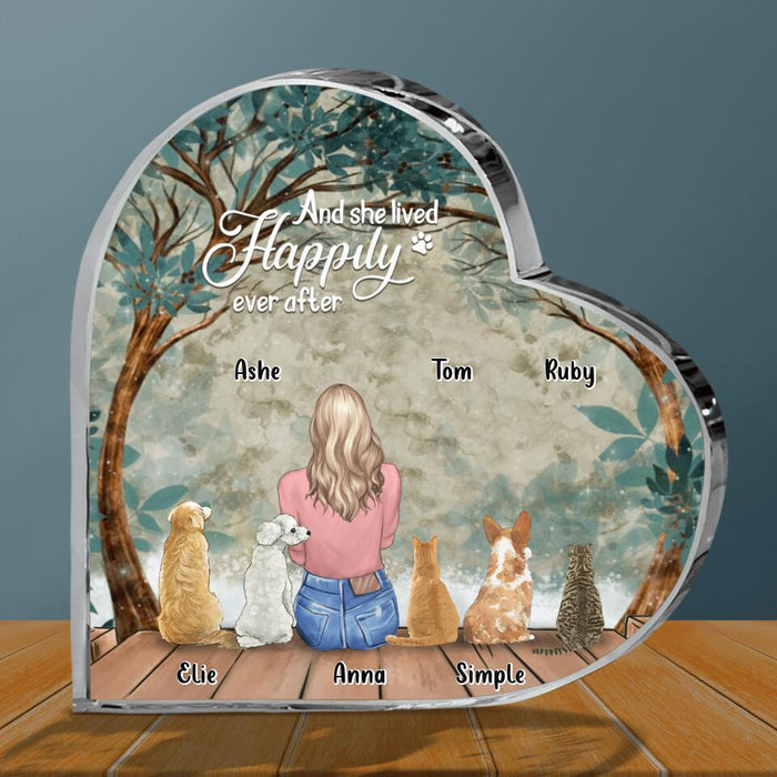 Personalized Pet Mom Acrylic Plaque - Gift Idea For Dog/Cat Lover with up to 5 Pets -  And She Lived Happily Ever After