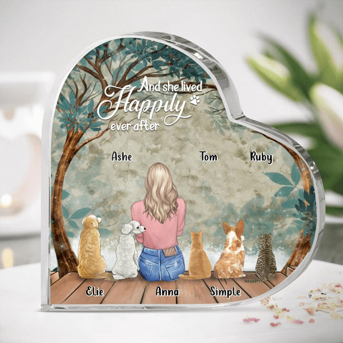 Personalized Pet Mom Acrylic Plaque - Gift Idea For Dog/Cat Lover with up to 5 Pets -  And She Lived Happily Ever After