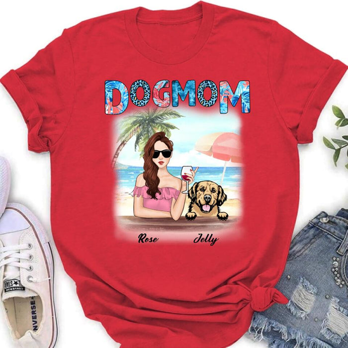 Personalized Dog Mom Summer Patterned Shirt/Hoodie - Up to 4 Dogs - Gift Idea For Dog Mom
