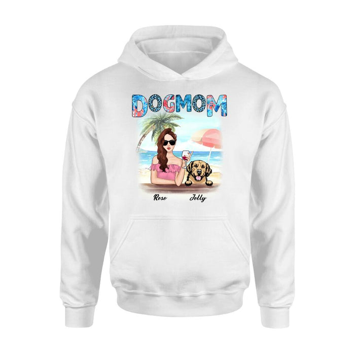 Personalized Dog Mom Summer Patterned Shirt/Hoodie - Up to 4 Dogs - Gift Idea For Dog Mom