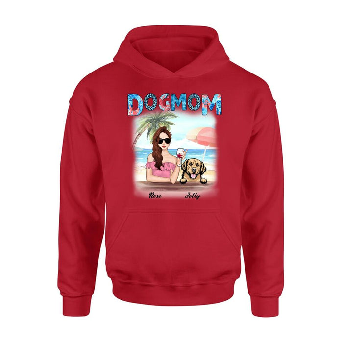 Personalized Dog Mom Summer Patterned Shirt/Hoodie - Up to 4 Dogs - Gift Idea For Dog Mom