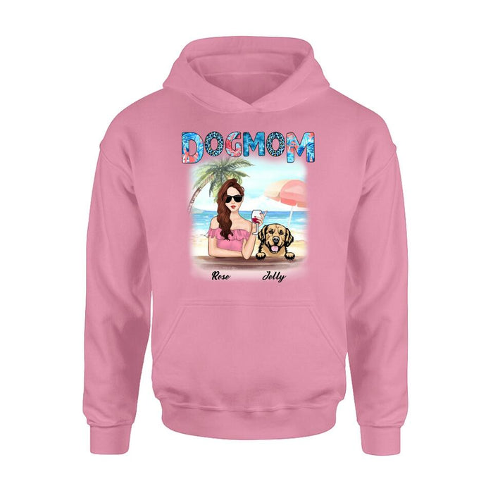 Personalized Dog Mom Summer Patterned Shirt/Hoodie - Up to 4 Dogs - Gift Idea For Dog Mom