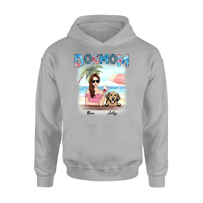 Personalized Dog Mom Summer Patterned Shirt/Hoodie - Up to 4 Dogs - Gift Idea For Dog Mom