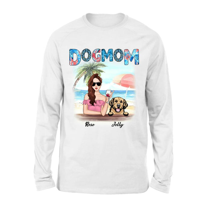 Personalized Dog Mom Summer Patterned Shirt/Hoodie - Up to 4 Dogs - Gift Idea For Dog Mom