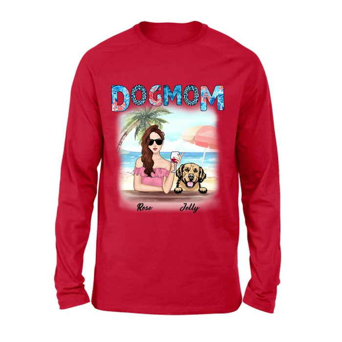 Personalized Dog Mom Summer Patterned Shirt/Hoodie - Up to 4 Dogs - Gift Idea For Dog Mom