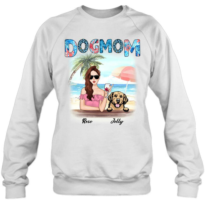 Personalized Dog Mom Summer Patterned Shirt/Hoodie - Up to 4 Dogs - Gift Idea For Dog Mom