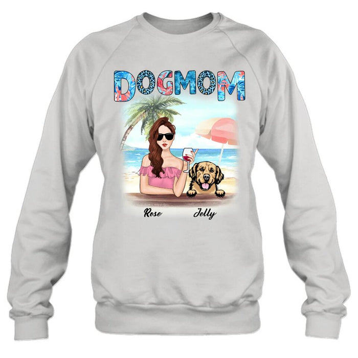 Personalized Dog Mom Summer Patterned Shirt/Hoodie - Up to 4 Dogs - Gift Idea For Dog Mom