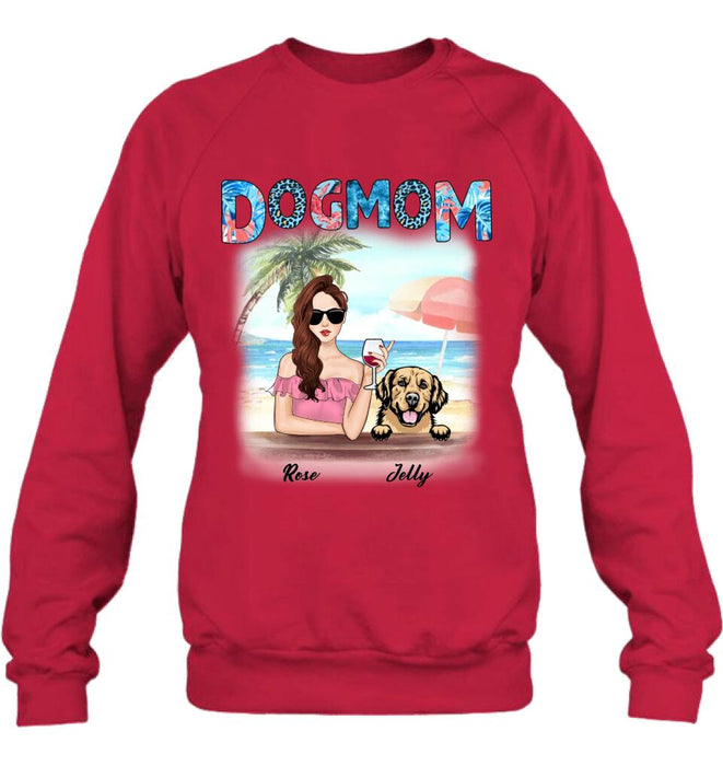 Personalized Dog Mom Summer Patterned Shirt/Hoodie - Up to 4 Dogs - Gift Idea For Dog Mom