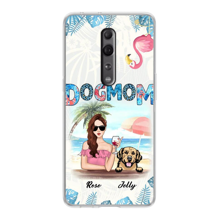 Personalized Dog Mom Summer Patterned Phone Case - Up to 4 Dogs - Gift Idea For Dog Mom - Case For Xiaomi, Oppo And Huawei