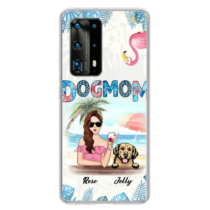 Personalized Dog Mom Summer Patterned Phone Case - Up to 4 Dogs - Gift Idea For Dog Mom - Case For Xiaomi, Oppo And Huawei