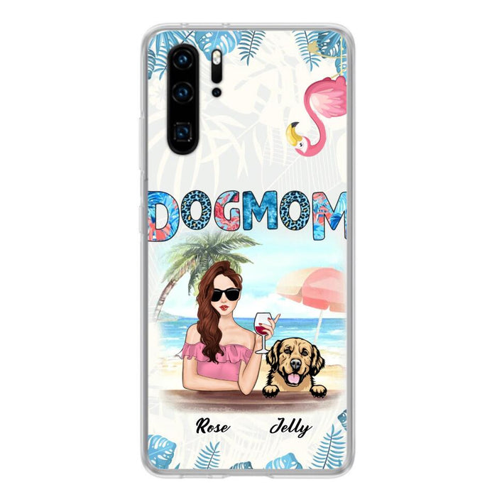 Personalized Dog Mom Summer Patterned Phone Case - Up to 4 Dogs - Gift Idea For Dog Mom - Case For Xiaomi, Oppo And Huawei