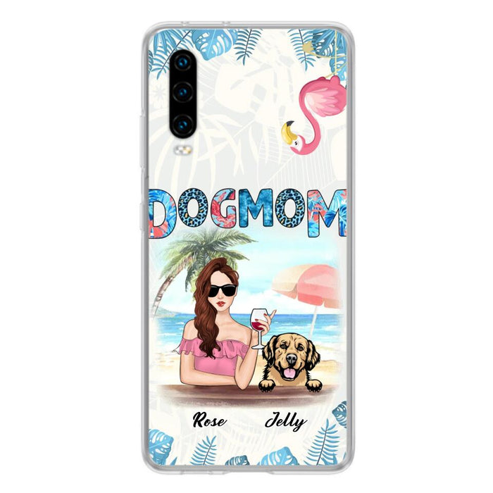 Personalized Dog Mom Summer Patterned Phone Case - Up to 4 Dogs - Gift Idea For Dog Mom - Case For Xiaomi, Oppo And Huawei
