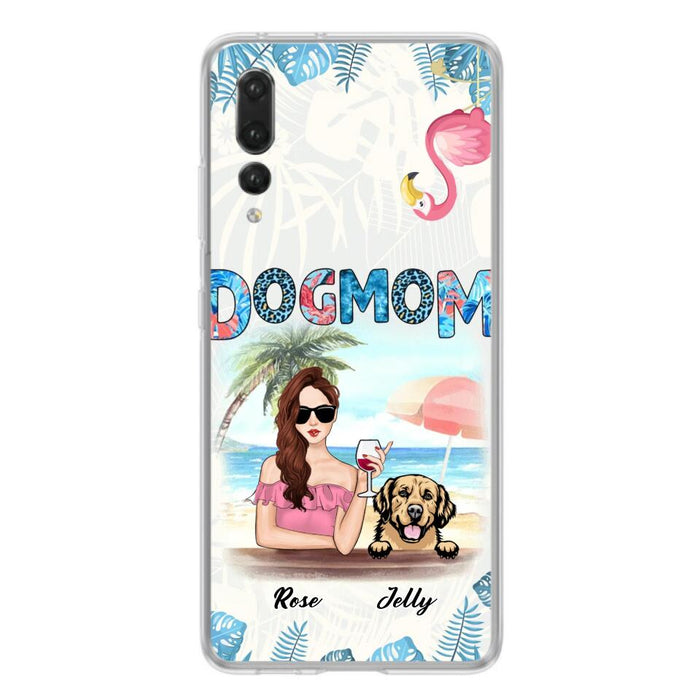 Personalized Dog Mom Summer Patterned Phone Case - Up to 4 Dogs - Gift Idea For Dog Mom - Case For Xiaomi, Oppo And Huawei