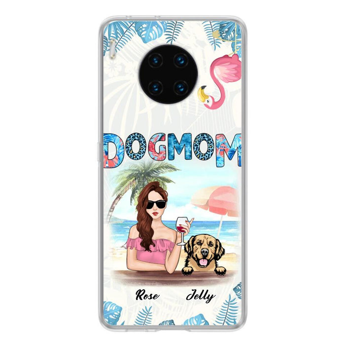 Personalized Dog Mom Summer Patterned Phone Case - Up to 4 Dogs - Gift Idea For Dog Mom - Case For Xiaomi, Oppo And Huawei
