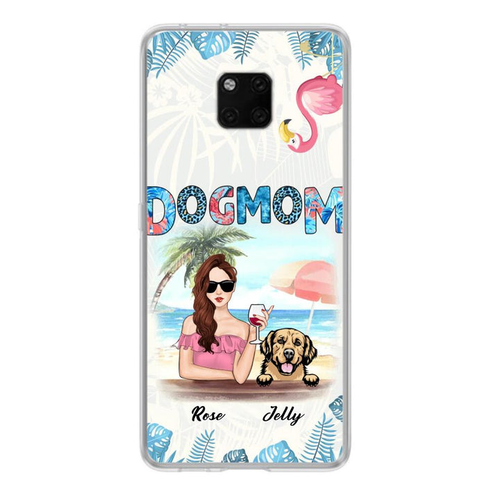 Personalized Dog Mom Summer Patterned Phone Case - Up to 4 Dogs - Gift Idea For Dog Mom - Case For Xiaomi, Oppo And Huawei