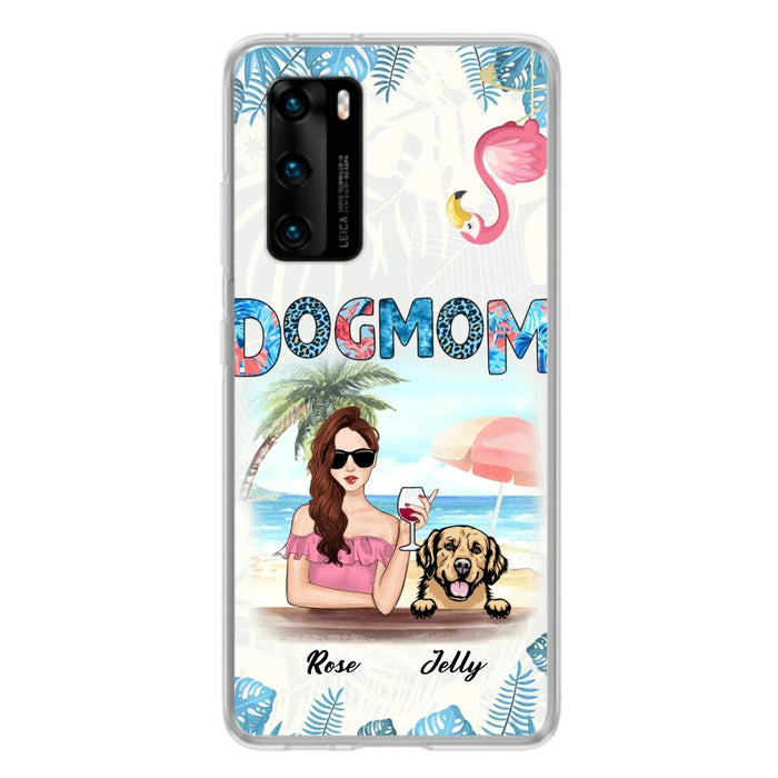 Personalized Dog Mom Summer Patterned Phone Case - Up to 4 Dogs - Gift Idea For Dog Mom - Case For Xiaomi, Oppo And Huawei