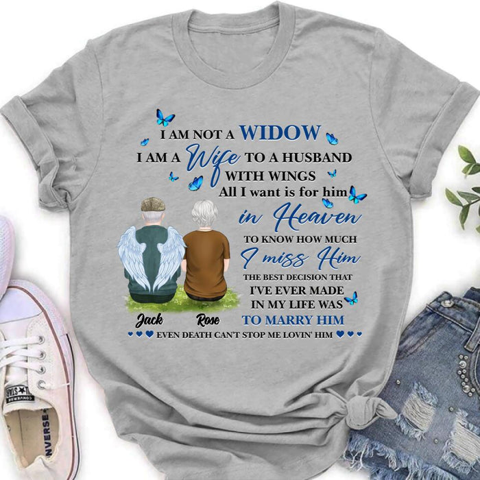 Personalized Couple Shirt - Memorial Gift Idea For Couple - I Am A Wife To A Husband With Wings