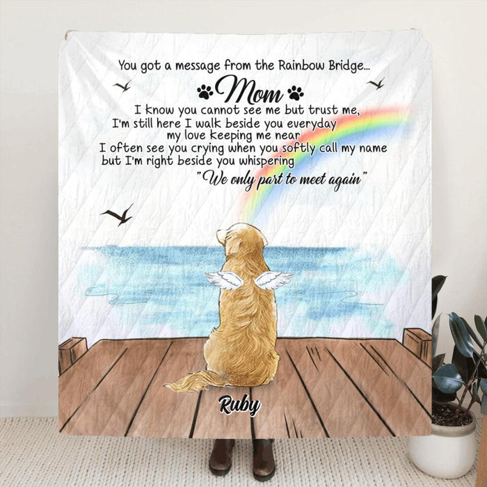 Personalized Memorial Pet Quilt/Fleece Blanket/Pillow Cover - Memorial Gift For Dog/Cat Lover - I'm Still Here