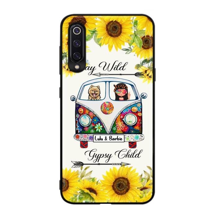 Personalized Hippie Girl Phone Case - Girl with up to 3 Pets - Phone case for iPhone, Samsung and Xiaomi