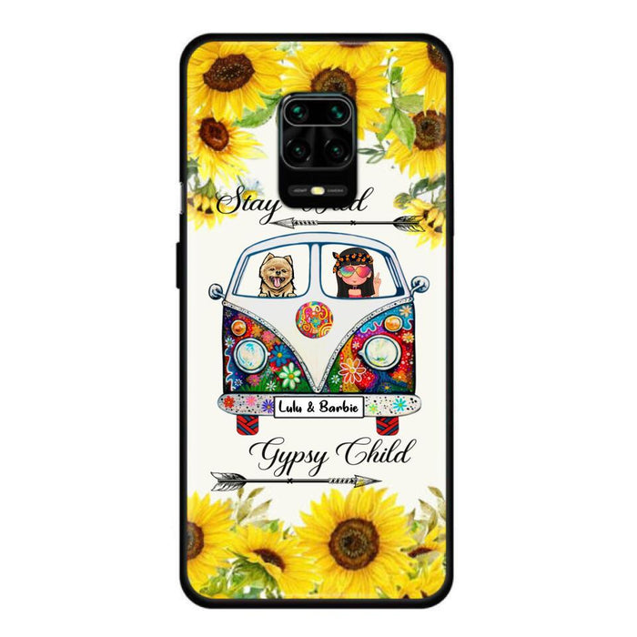Personalized Hippie Girl Phone Case - Girl with up to 3 Pets - Phone case for iPhone, Samsung and Xiaomi