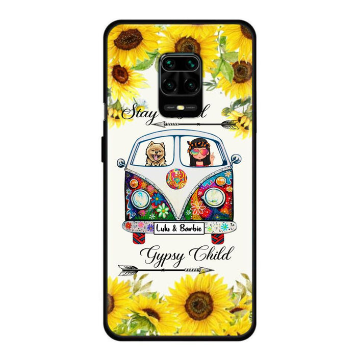 Personalized Hippie Girl Phone Case - Girl with up to 3 Pets - Phone case for iPhone, Samsung and Xiaomi