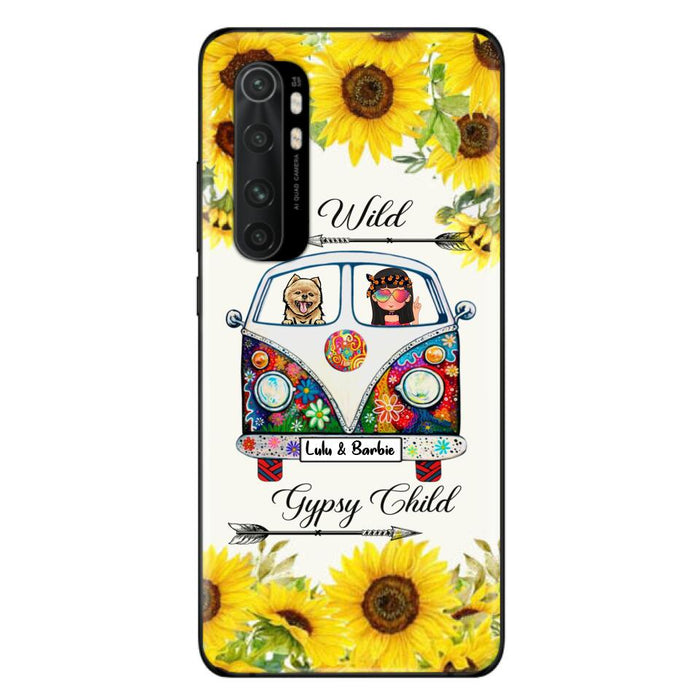 Personalized Hippie Girl Phone Case - Girl with up to 3 Pets - Phone case for iPhone, Samsung and Xiaomi