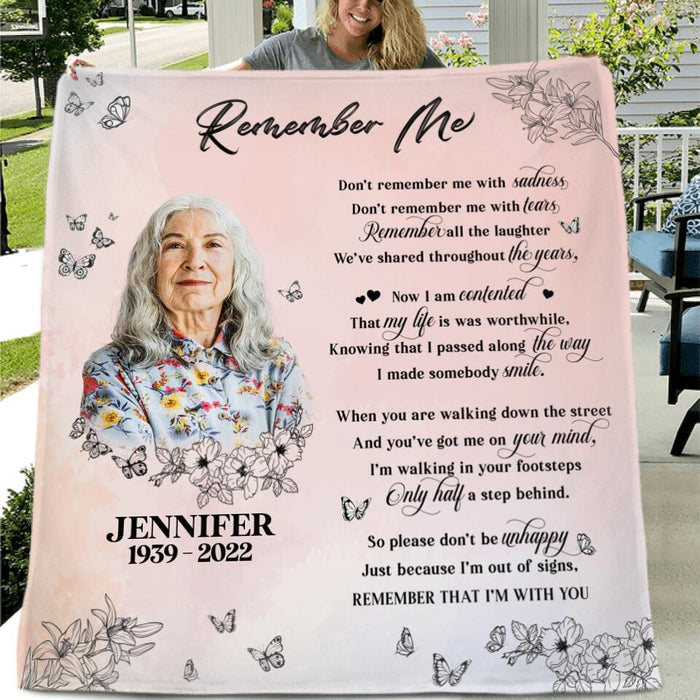 Custom Photo Memorial Fleece Throw Blanket/Quilt - Memorial Gift Idea For Mom/Dad - Remember That I'm With You