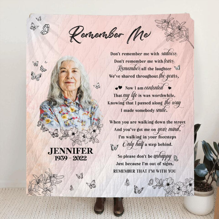 Custom Photo Memorial Fleece Throw Blanket/Quilt - Memorial Gift Idea For Mom/Dad - Remember That I'm With You