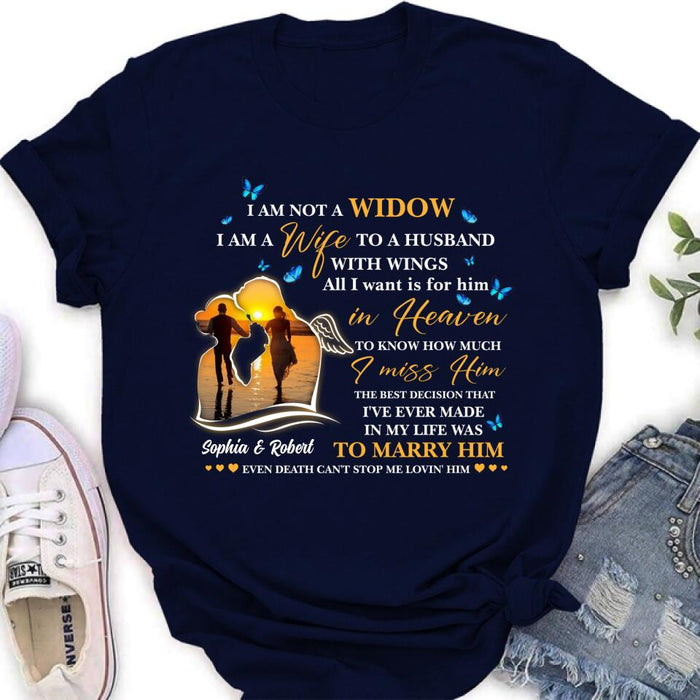 Personalized Couple Shirt - Memorial Gift Idea For Couple - I Am A Wife To A Husband With Wings