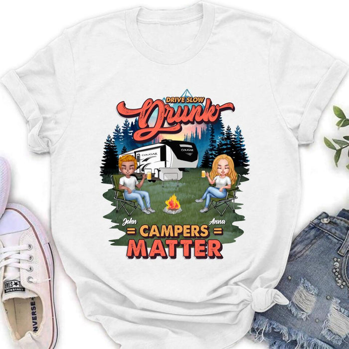 Personalized Camping Unisex/Hoodie/Sweatshirt - Gift For Camping Lovers with up to 4 People - What Happens At The Campground Get's Laughed About All Year Long