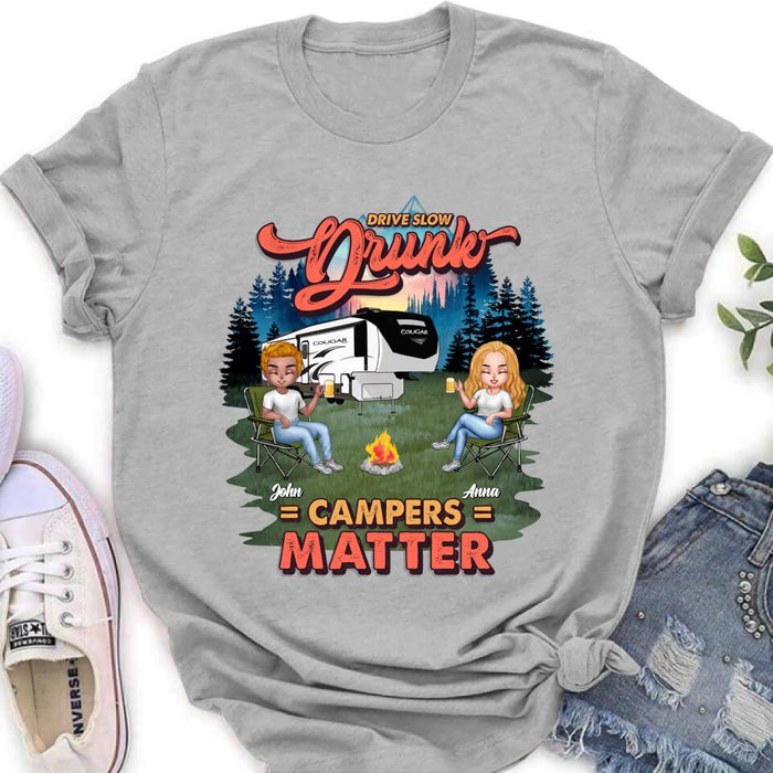 Personalized Camping Unisex/Hoodie/Sweatshirt - Gift For Camping Lovers with up to 4 People - What Happens At The Campground Get's Laughed About All Year Long