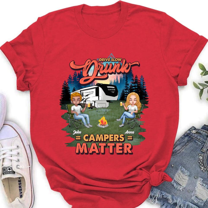 Personalized Camping Unisex/Hoodie/Sweatshirt - Gift For Camping Lovers with up to 4 People - What Happens At The Campground Get's Laughed About All Year Long