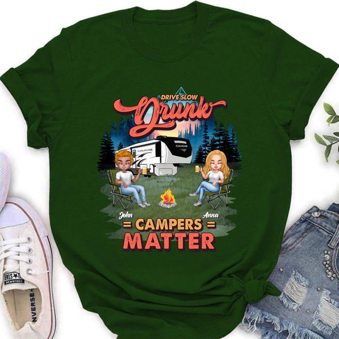 Personalized Camping Unisex/Hoodie/Sweatshirt - Gift For Camping Lovers with up to 4 People - What Happens At The Campground Get's Laughed About All Year Long