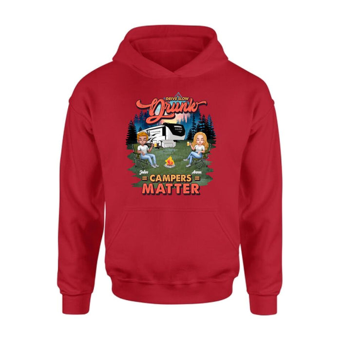 Personalized Camping Unisex/Hoodie/Sweatshirt - Gift For Camping Lovers with up to 4 People - What Happens At The Campground Get's Laughed About All Year Long