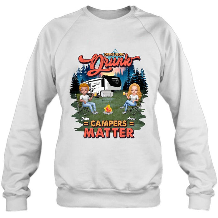 Personalized Camping Unisex/Hoodie/Sweatshirt - Gift For Camping Lovers with up to 4 People - What Happens At The Campground Get's Laughed About All Year Long