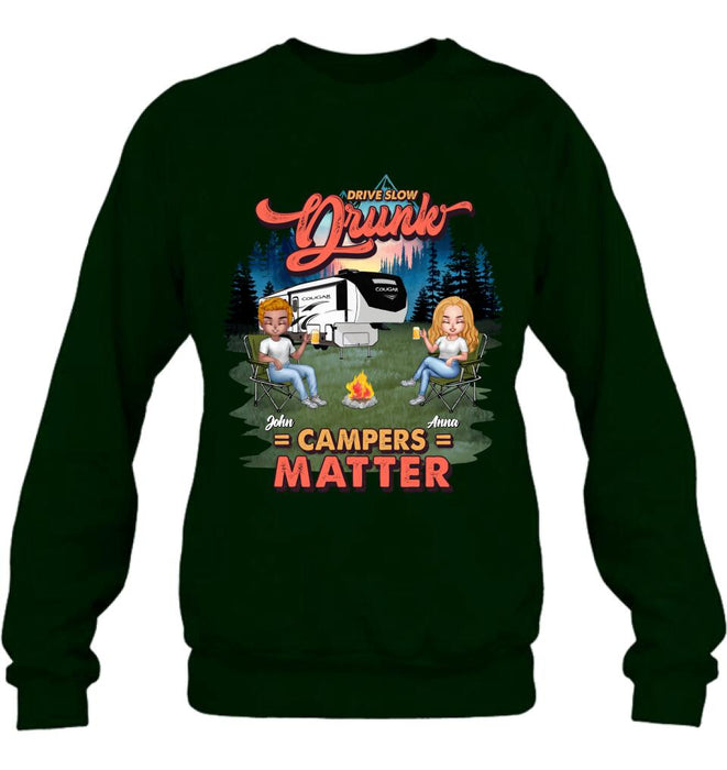 Personalized Camping Unisex/Hoodie/Sweatshirt - Gift For Camping Lovers with up to 4 People - What Happens At The Campground Get's Laughed About All Year Long