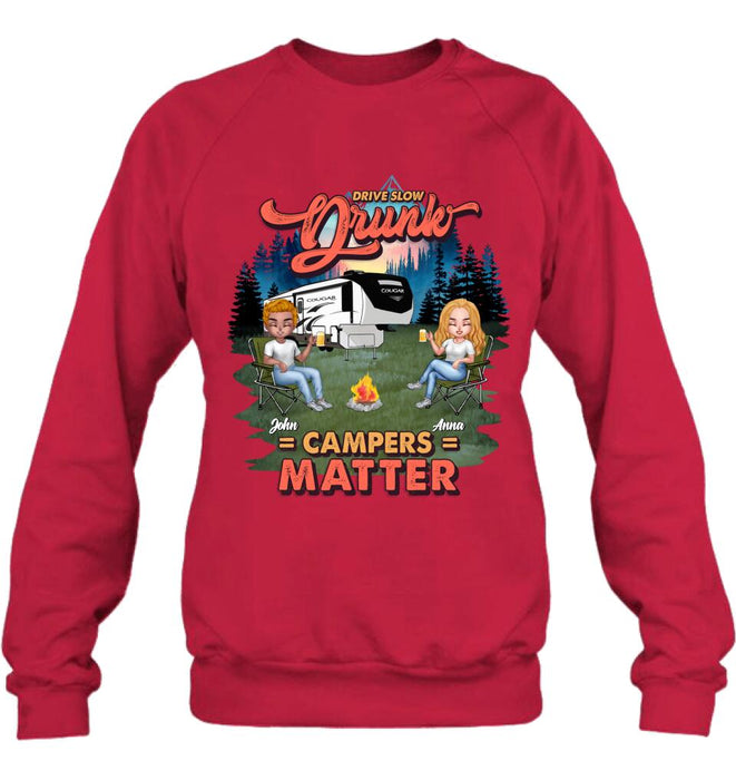 Personalized Camping Unisex/Hoodie/Sweatshirt - Gift For Camping Lovers with up to 4 People - What Happens At The Campground Get's Laughed About All Year Long