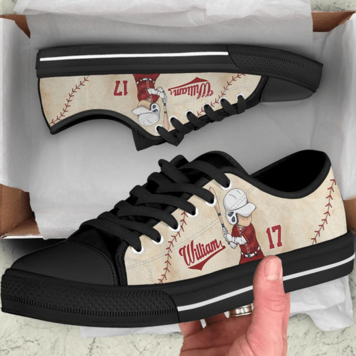 Personalized Baseball Low Top Sneakers - Gift Idea For Baseball Lover/Birthday Gift