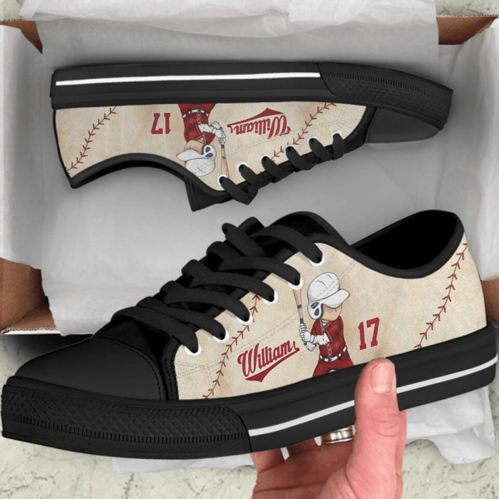 Personalized Baseball Low Top Sneakers - Gift Idea For Baseball Lover/Birthday Gift