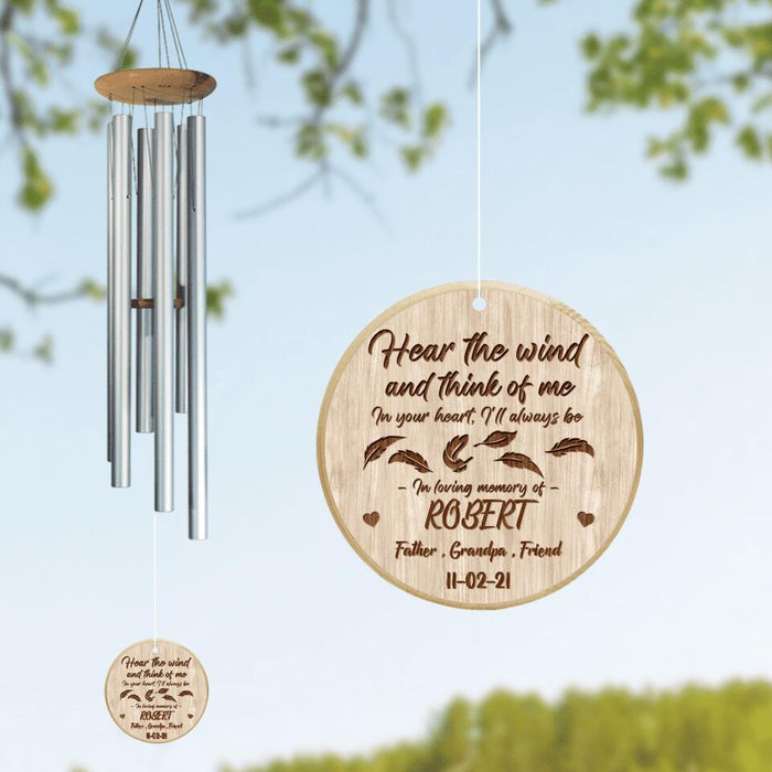 Personalized Memorial Wind Chime - Memorial Gift Idea For Family/Friends - Hear The Wind And Think Of Me