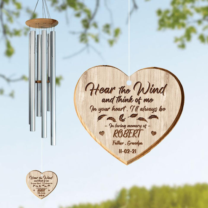 Personalized Memorial Wind Chime - Memorial Gift Idea For Family/Friends - Hear The Wind And Think Of Me