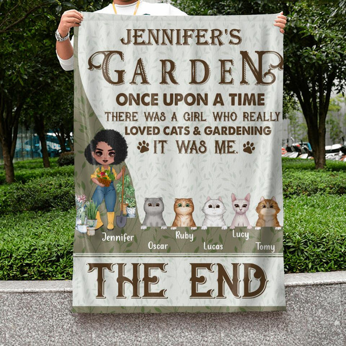 Personalized Pet Garden Flag Sign - Up to 5 Pets - Funny Gardening Gift For Dog/Cat Lover - Once Upon A Time There Was A Girl Who Really Loved Cats & Gardening